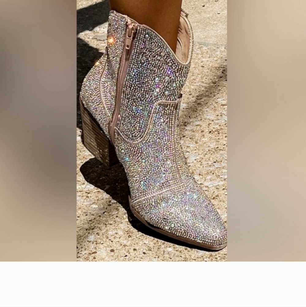 Mimi rhinestone Dolly booties. Zipper 7.5 size